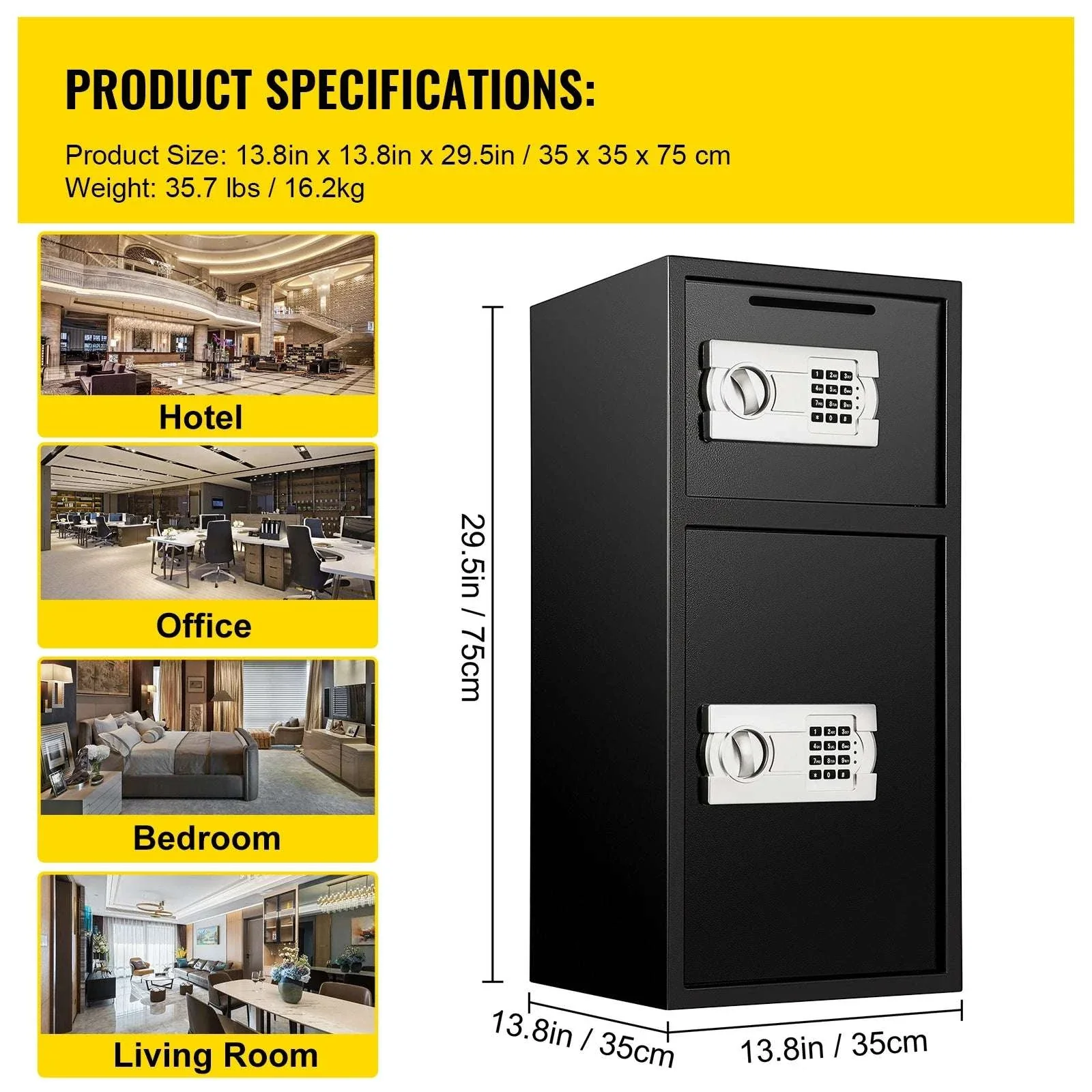33" Double Door Steel Safe with Digital Lock & Hidden Storage - Image 17