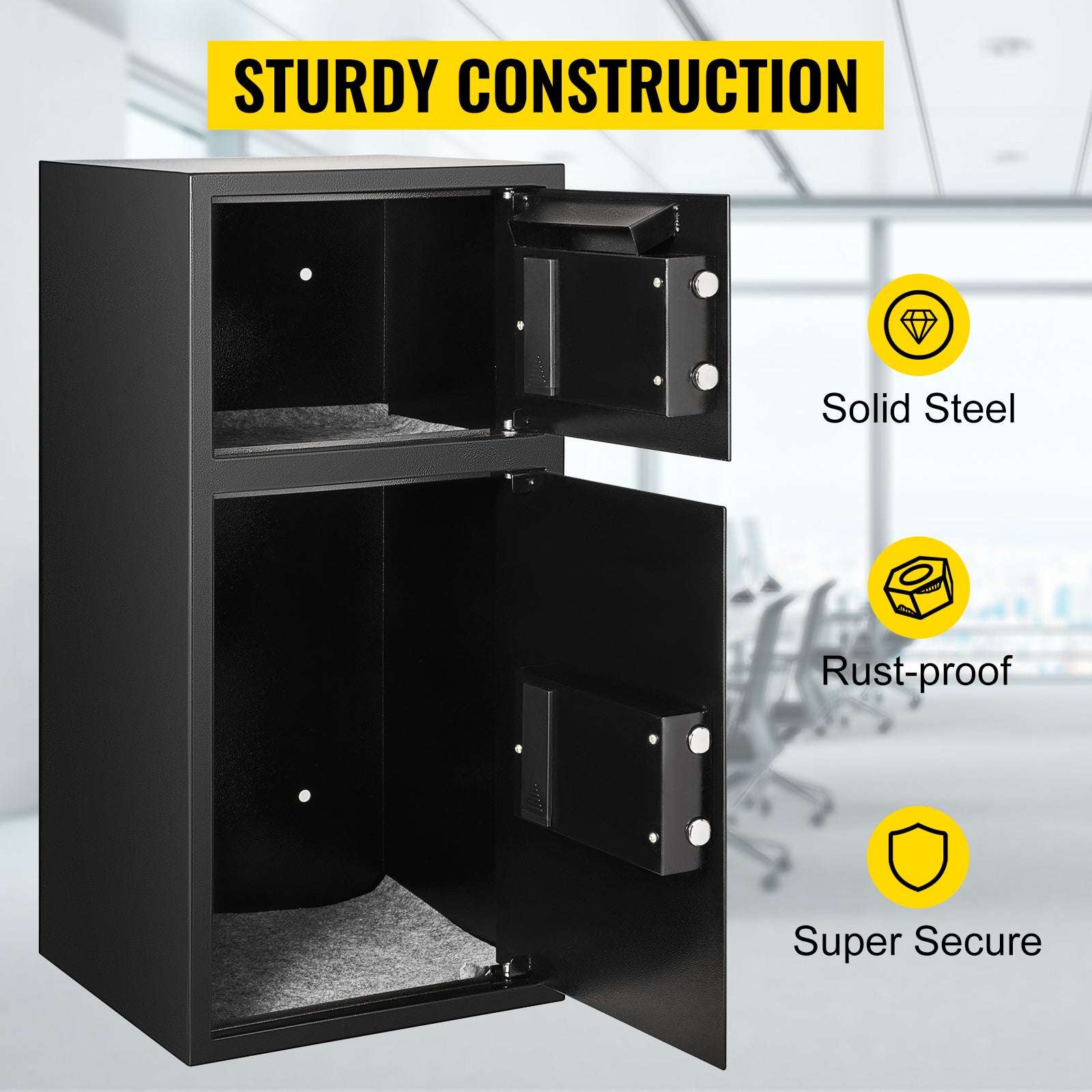 33" Double Door Steel Safe with Digital Lock & Hidden Storage - Image 9