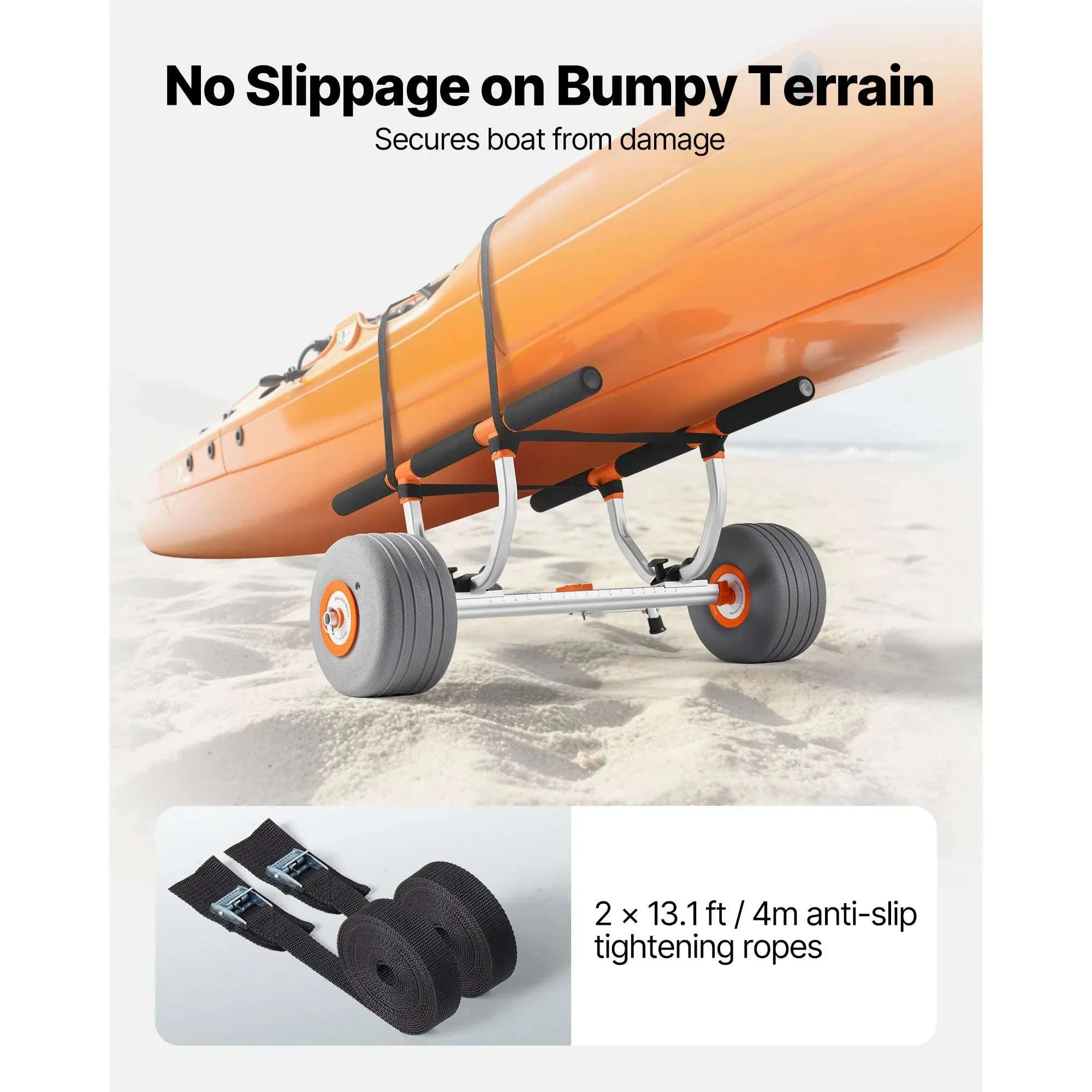 350 lb Kayak Cart with 12" Inflatable Tires & Tie-Down Straps - Image 4