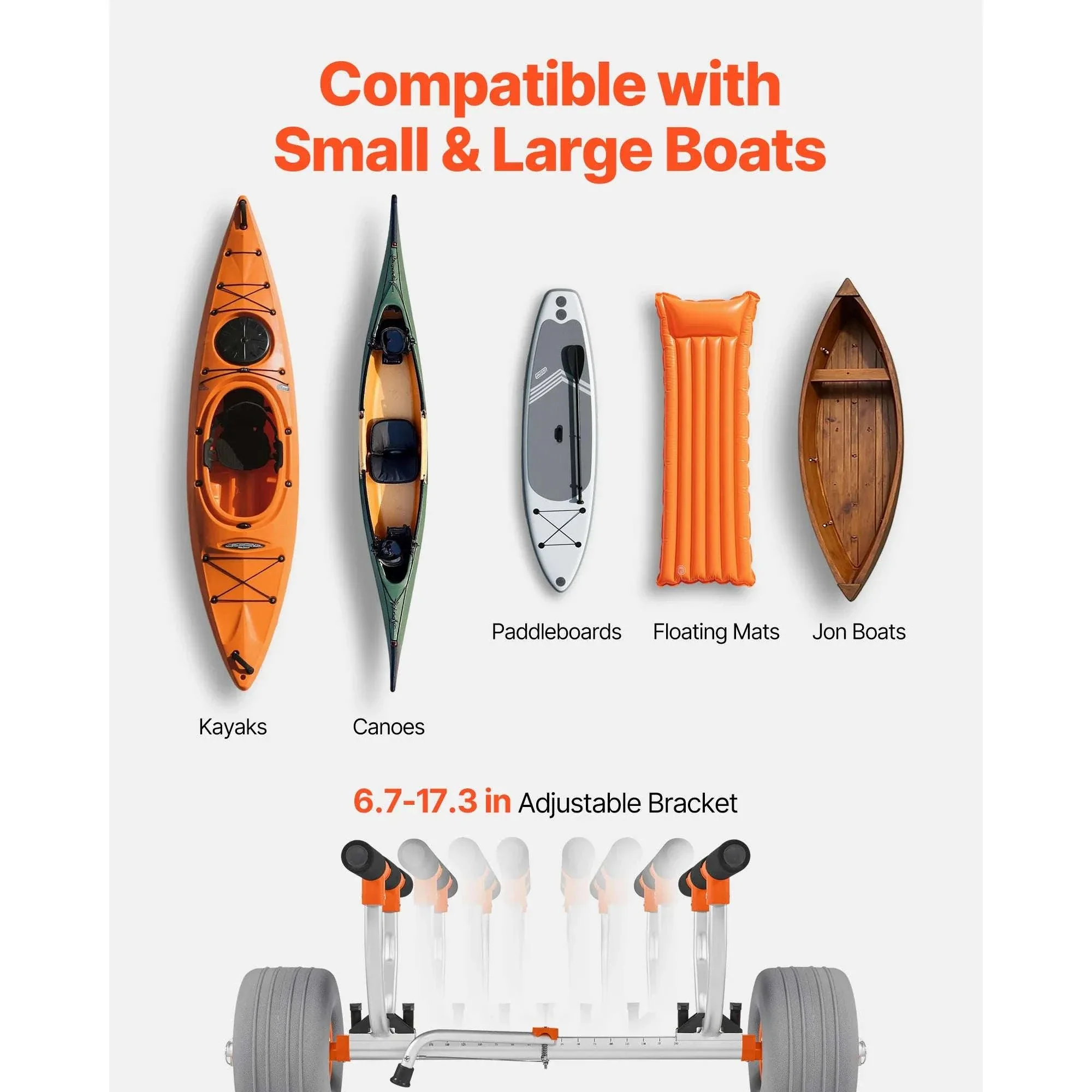 350 lb Kayak Cart with 12" Inflatable Tires & Tie-Down Straps - Image 5