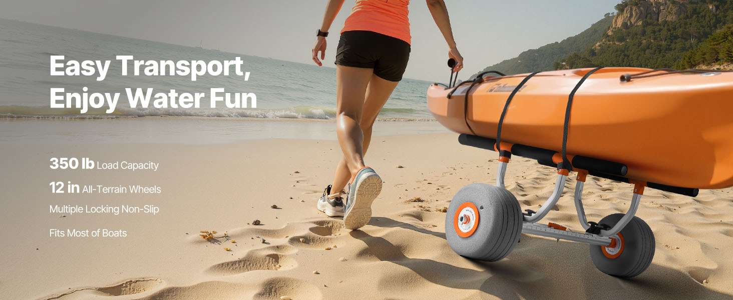 350 lb Kayak Cart with 12" Inflatable Tires & Tie-Down Straps - Image 8