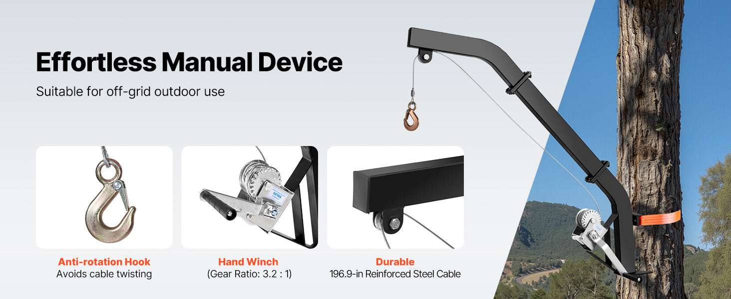 353 lb Tree Mounted Deer Hoist with Manual Winch & Strap - Image 9