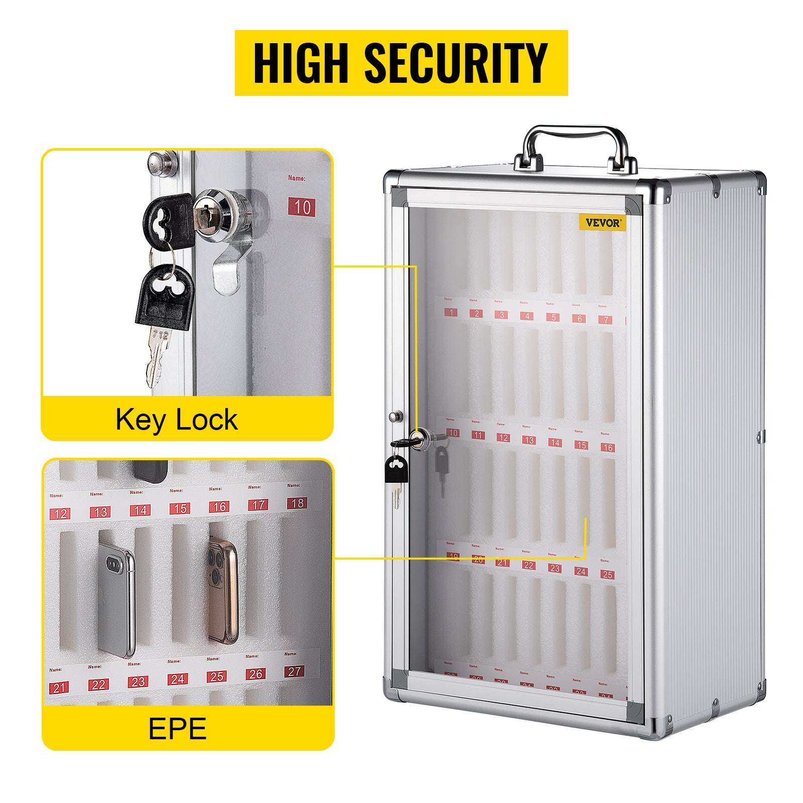 36-Slot Lockable Cell Phone Storage Cabinet Wall Mounted Organizer - Image 11