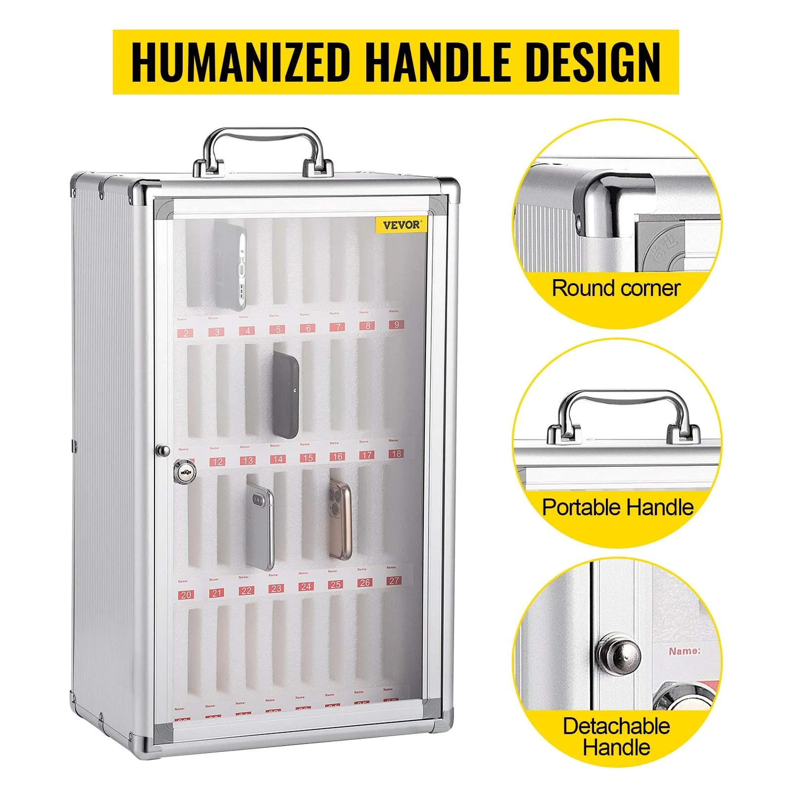 36-Slot Lockable Cell Phone Storage Cabinet Wall Mounted Organizer - Image 14