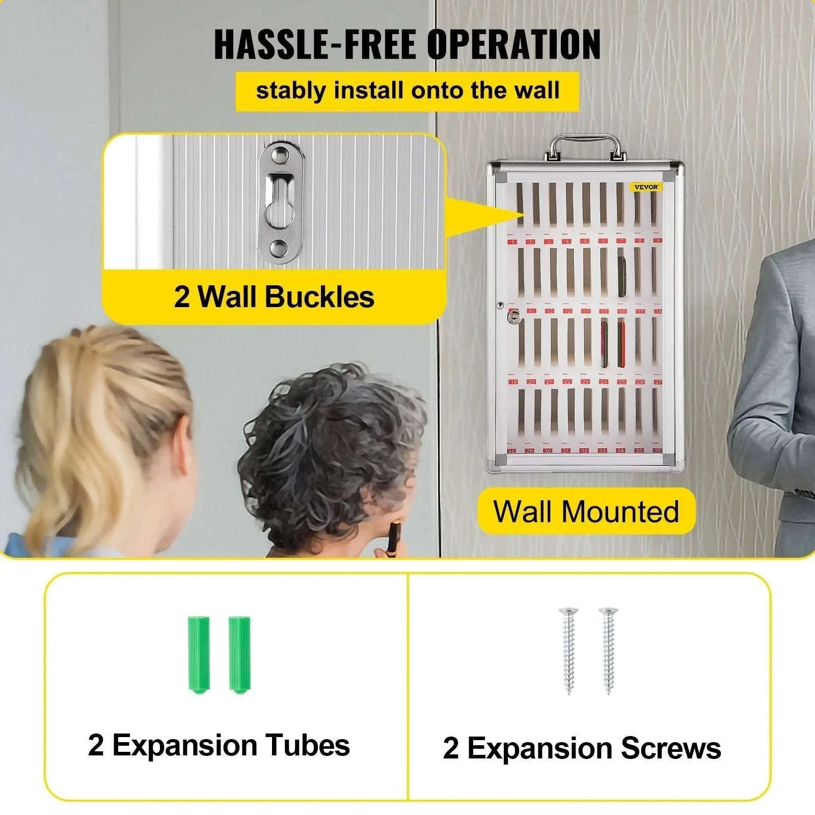36-Slot Lockable Cell Phone Storage Cabinet Wall Mounted Organizer - Image 4