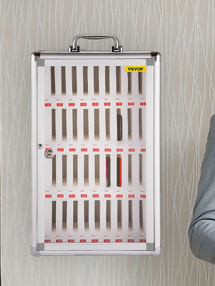 36-Slot Lockable Cell Phone Storage Cabinet Wall Mounted Organizer - Image 9
