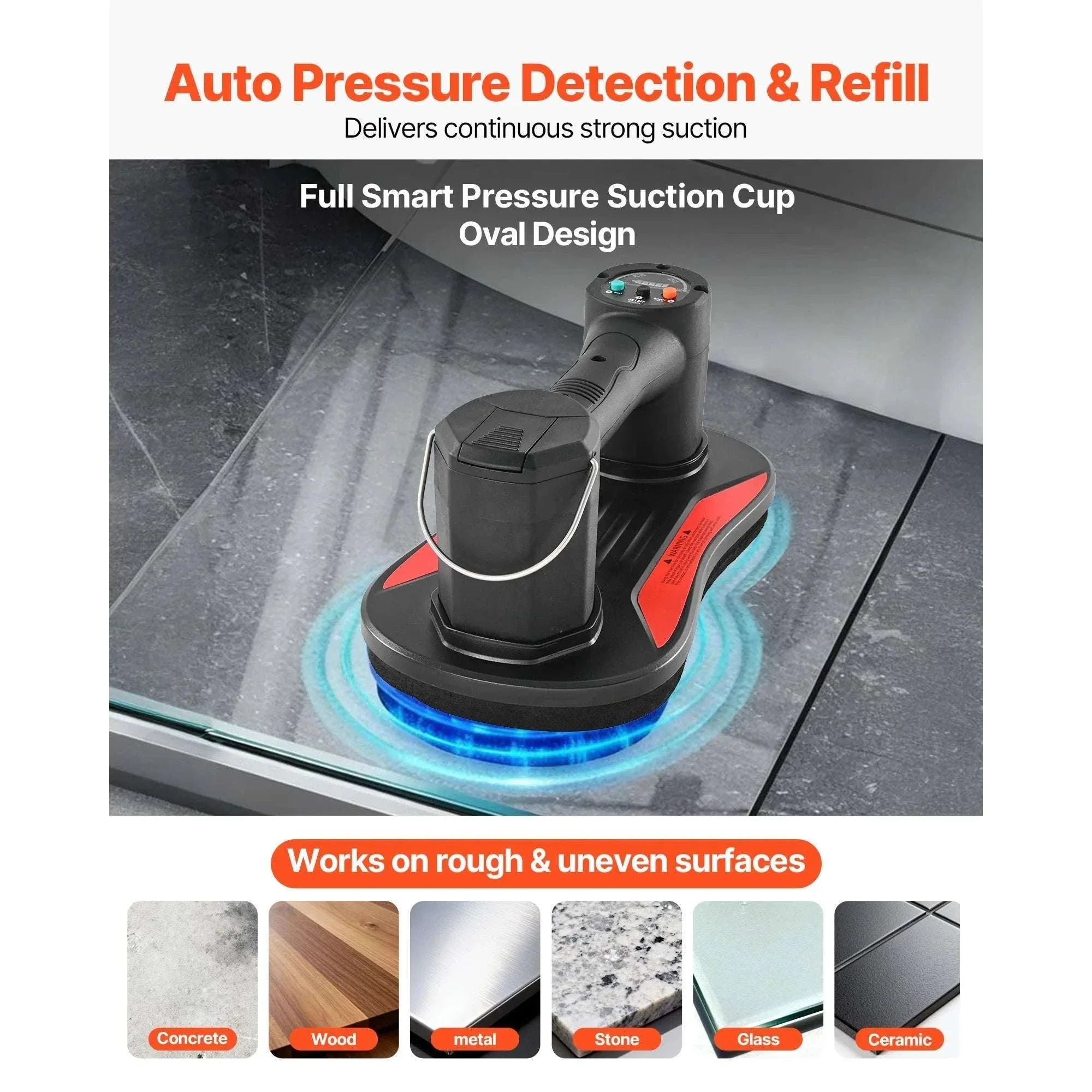 Electric Vacuum Suction Cup 375 lbs Glass & Tile Lifter Tool - Image 2