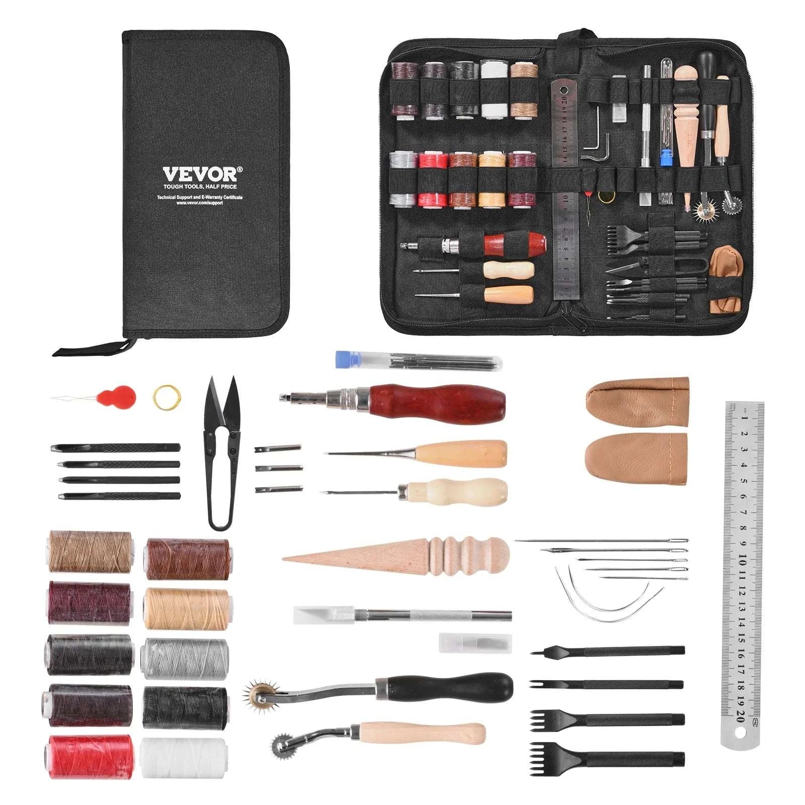 Leather Working Tools Kit Set with Storage Bag (38–92 Pieces)