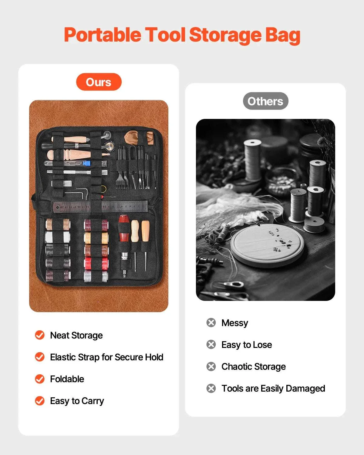 Leather Working Tools Kit Set with Storage Bag (38–92 Pieces) - Image 5