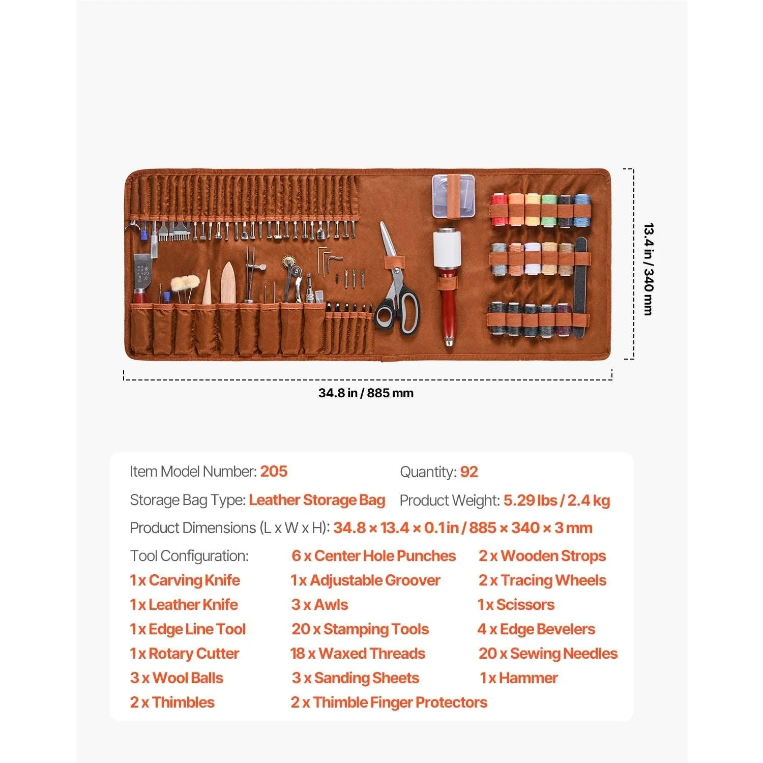 Leather Working Tools Kit Set with Storage Bag (38–92 Pieces) - Image 8