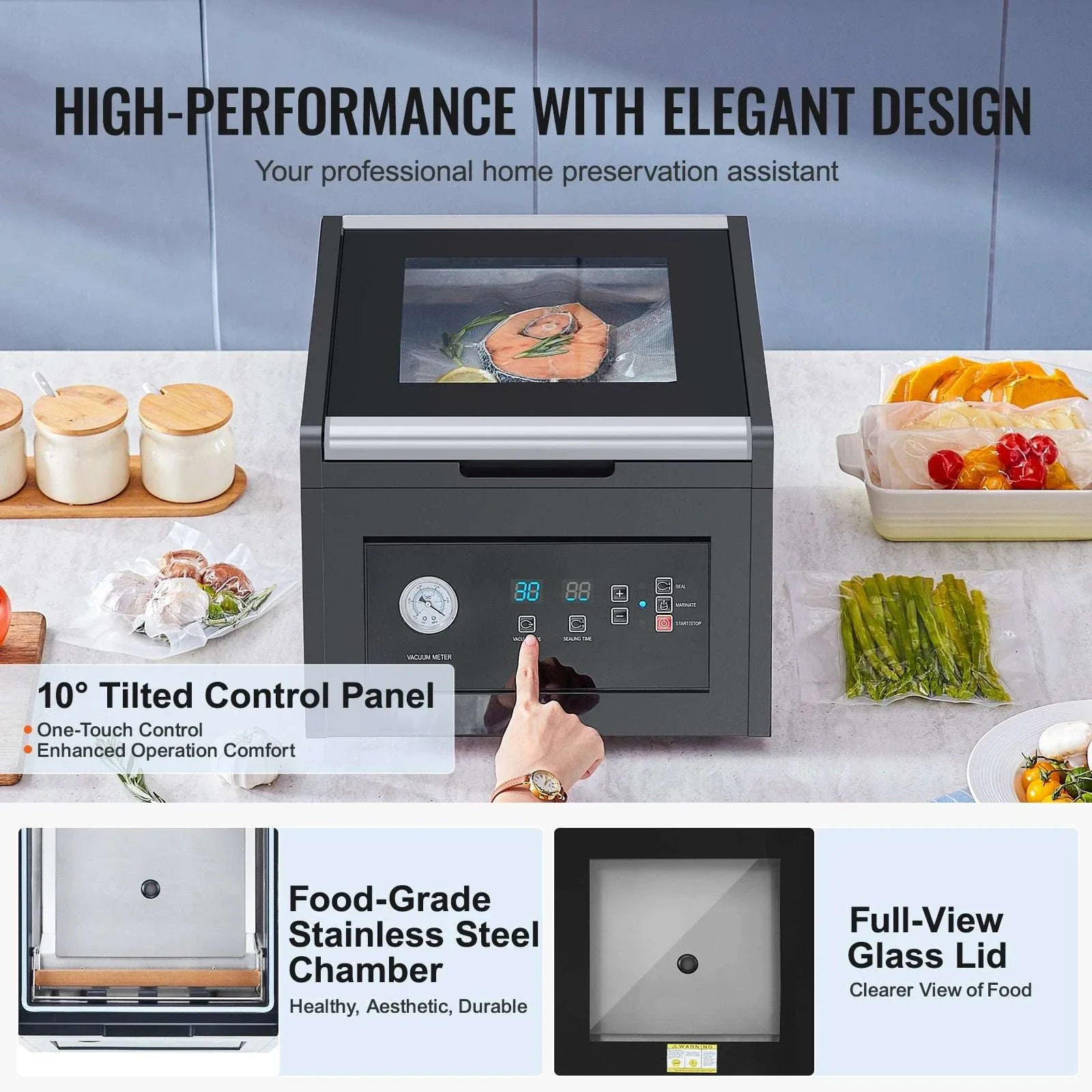 380W Chamber Vacuum Sealer with 11.5in Seal Bar for Wet Foods - Image 4