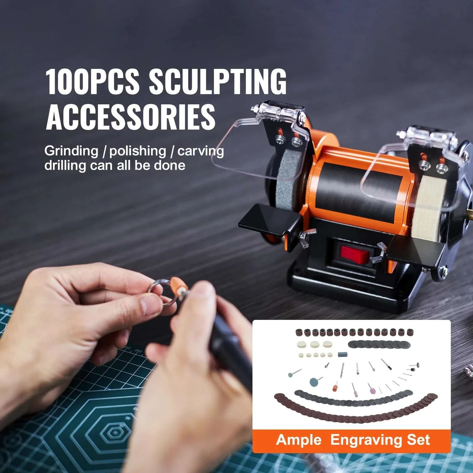 3-Inch Jewelry Polisher Bench Grinder with Brushless Motor - Image 6