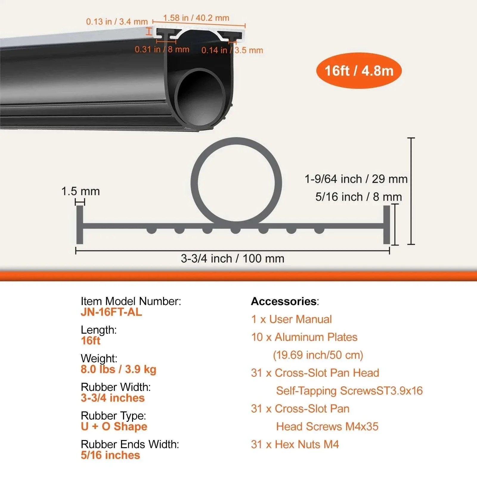 Garage Door Bottom Seal Rubber Strip U Shape Weatherproof Seal - Image 18