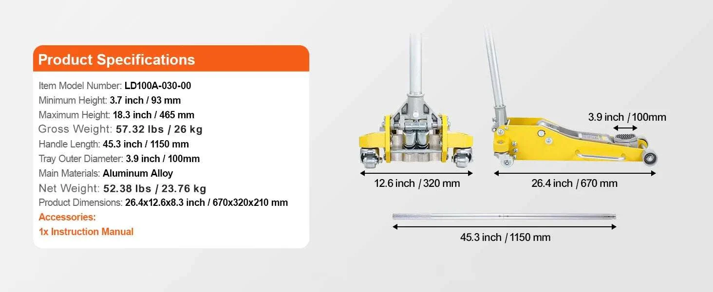 3 Ton Low Profile Aluminum Floor Jack with Dual Pump Lift - Image 13