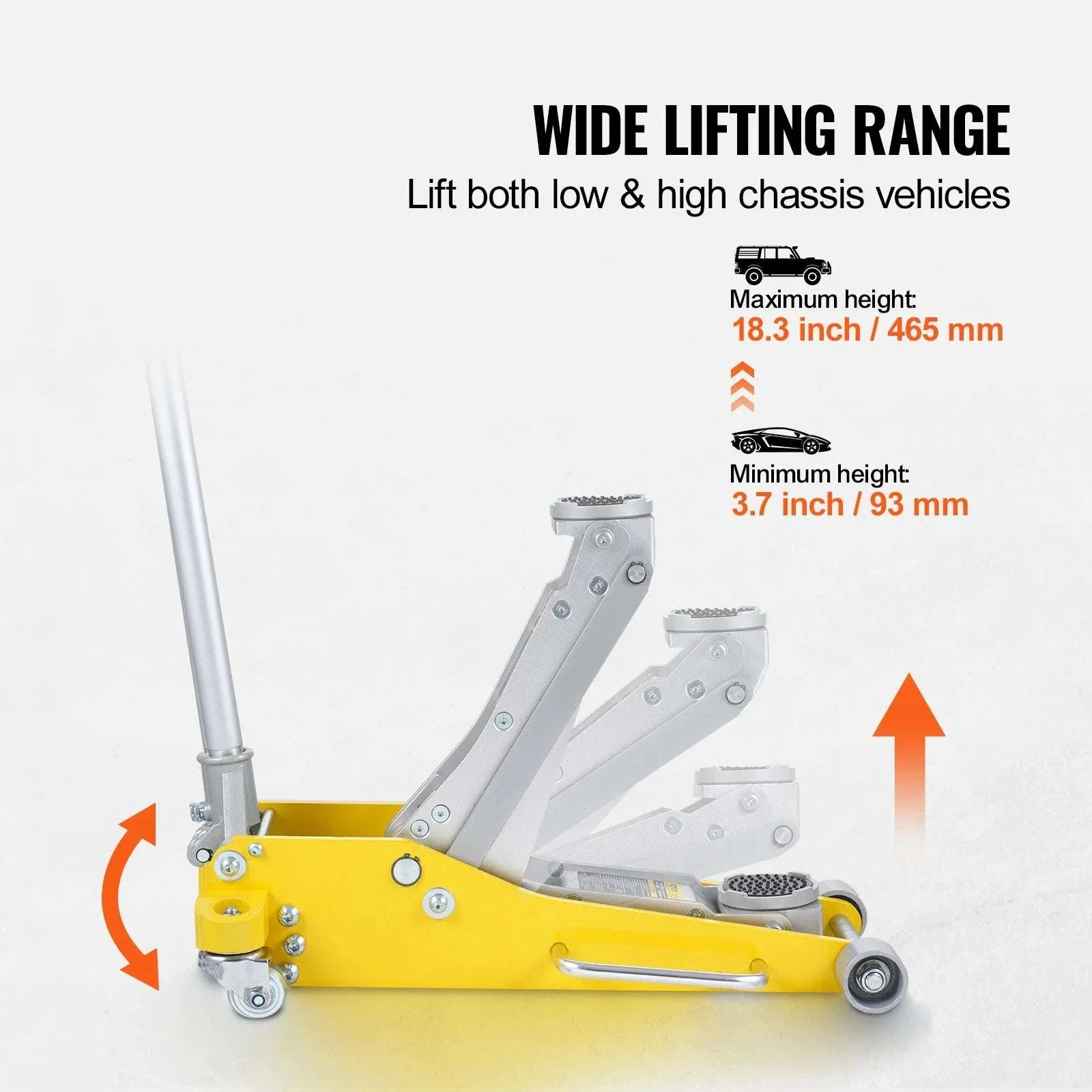 3 Ton Low Profile Aluminum Floor Jack with Dual Pump Lift - Image 3