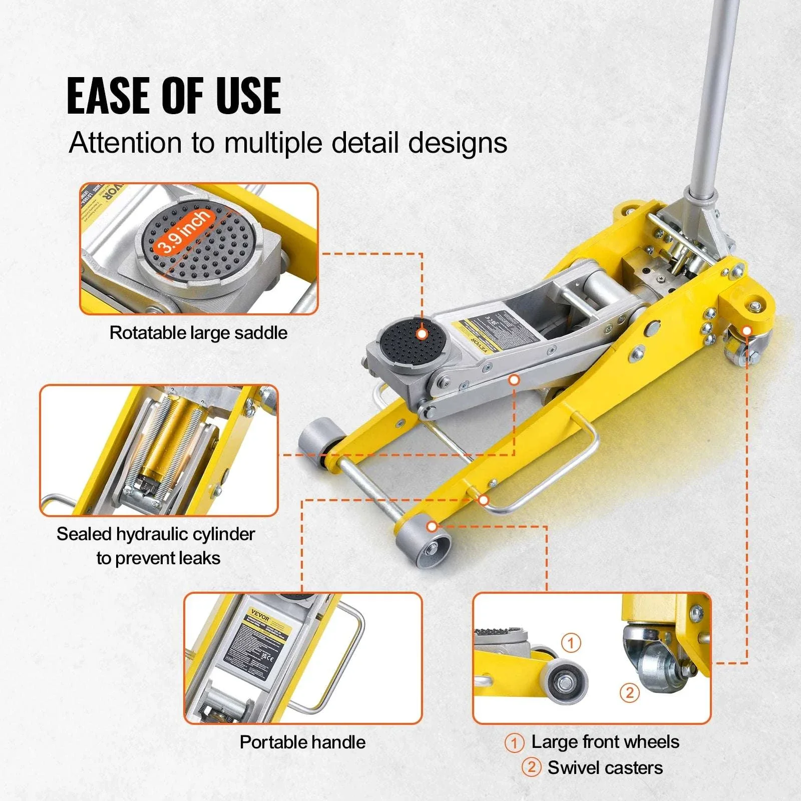 3 Ton Low Profile Aluminum Floor Jack with Dual Pump Lift - Image 6