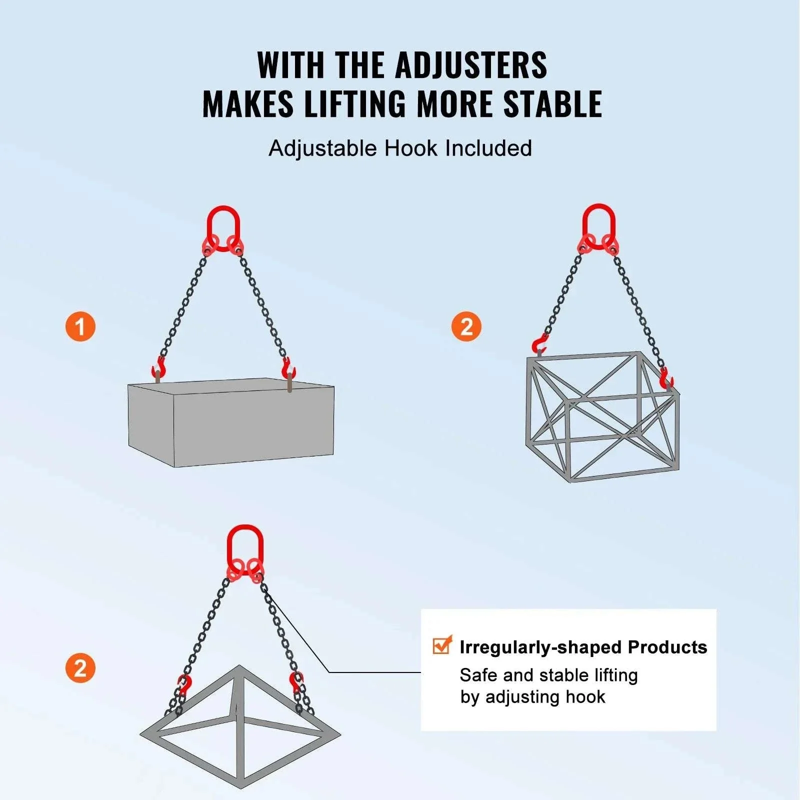 3T G80 Lifting Chain Sling 5ft with Grab Hooks for Engine Hoists - Image 4