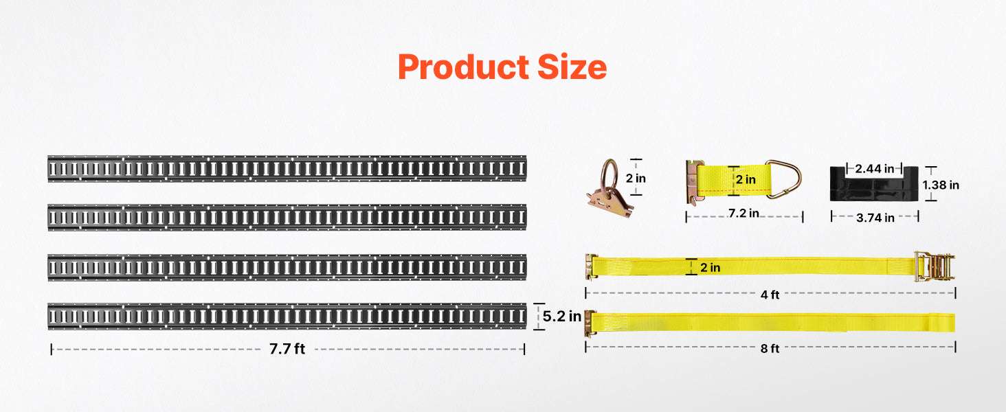 7.7 ft E-Track Tie-Down Rail Kit with Straps & Anchors (4 Pack) - Image 14