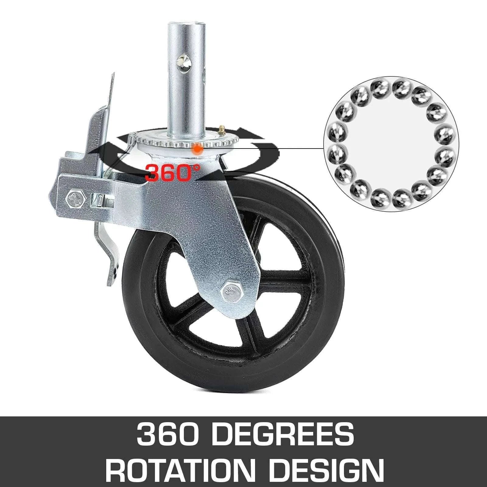 Heavy Duty 8" Scaffolding Swivel Casters Set with Dual Lock Brakes - Image 3