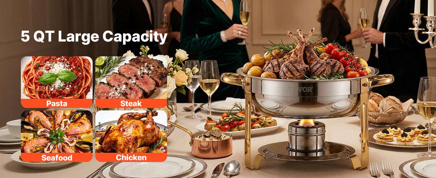 4-Pack Stainless Steel Chafing Dish Set with Full-Size Pans - Image 9