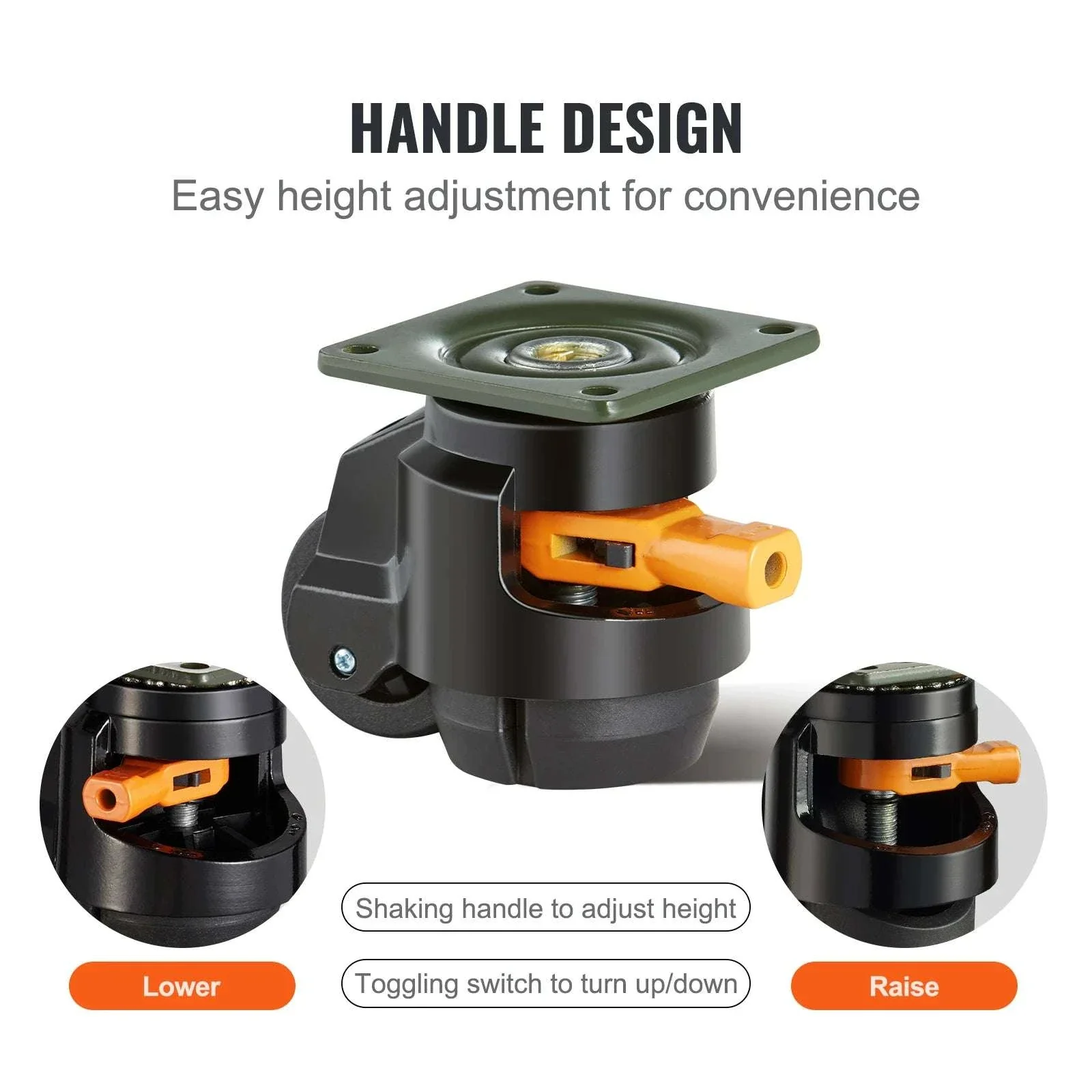 Adjustable Leveling Casters Set of 4 Heavy Duty Swivel Wheels - Image 2