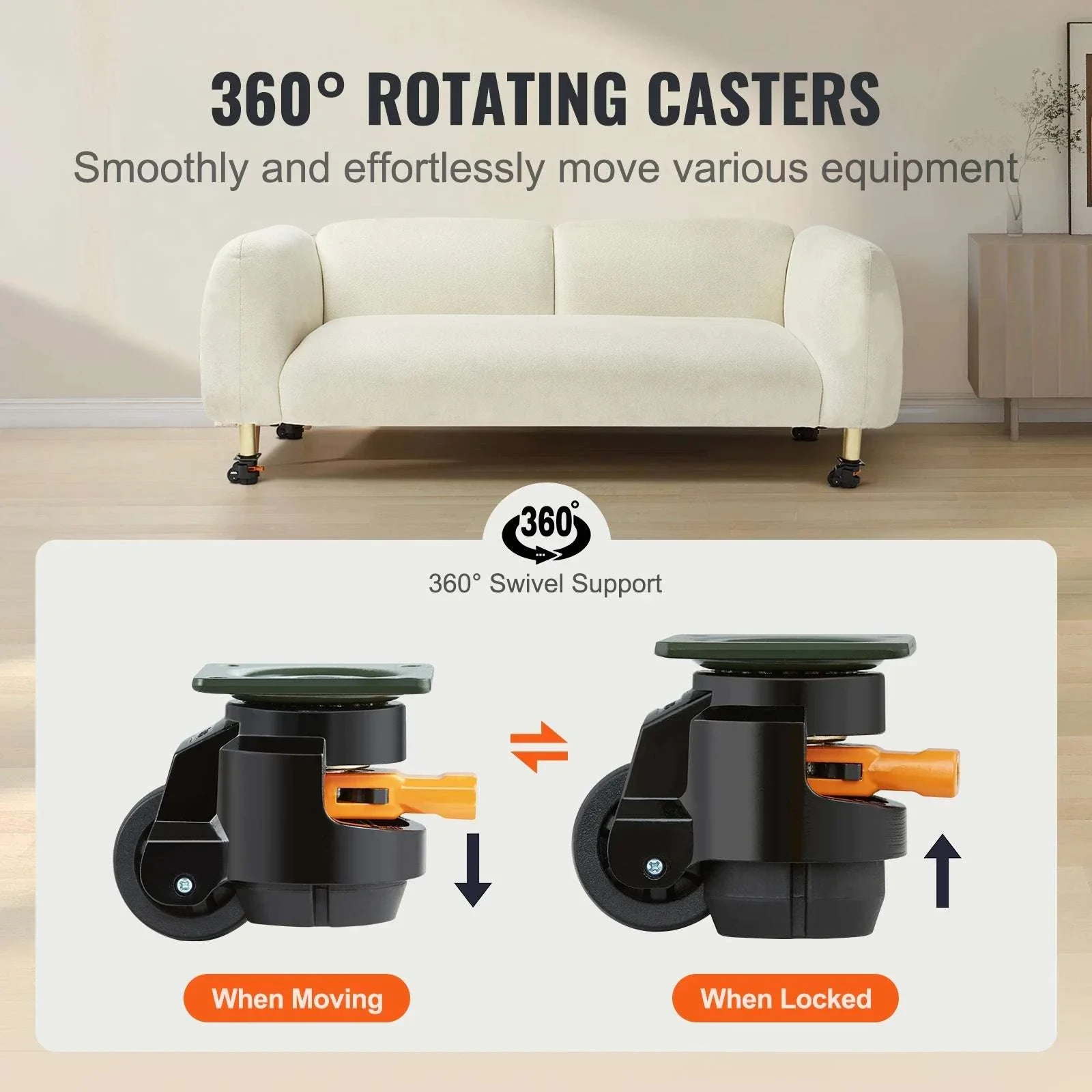Adjustable Leveling Casters Set of 4 Heavy Duty Swivel Wheels - Image 4