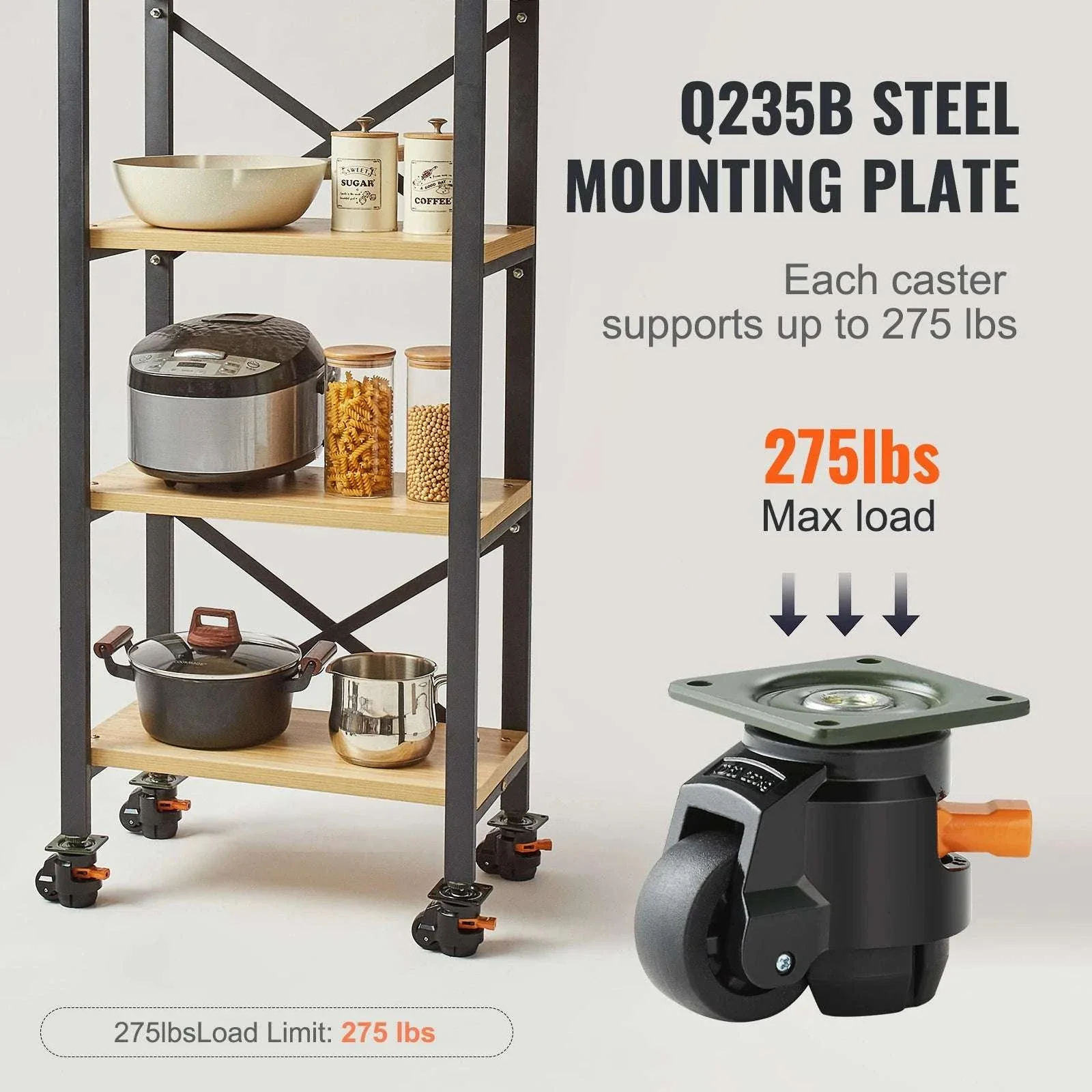 Adjustable Leveling Casters Set of 4 Heavy Duty Swivel Wheels - Image 5