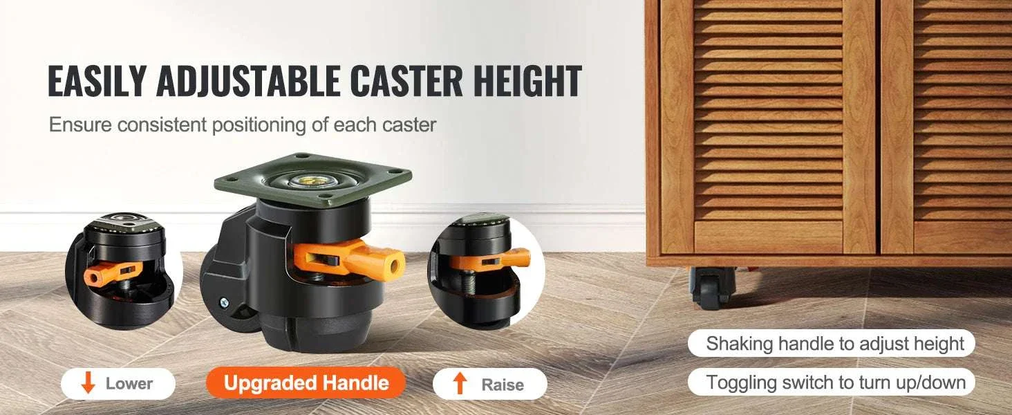 Adjustable Leveling Casters Set of 4 Heavy Duty Swivel Wheels - Image 8
