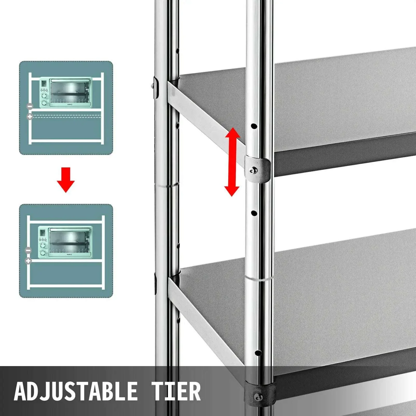 4-Tier Stainless Steel Storage Rack for Kitchen, Garage & Warehouse - Image 4