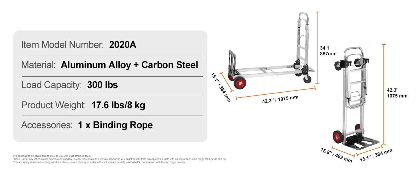400 lb Folding Hand Truck Convertible Dolly Cart with Wheels - Image 13