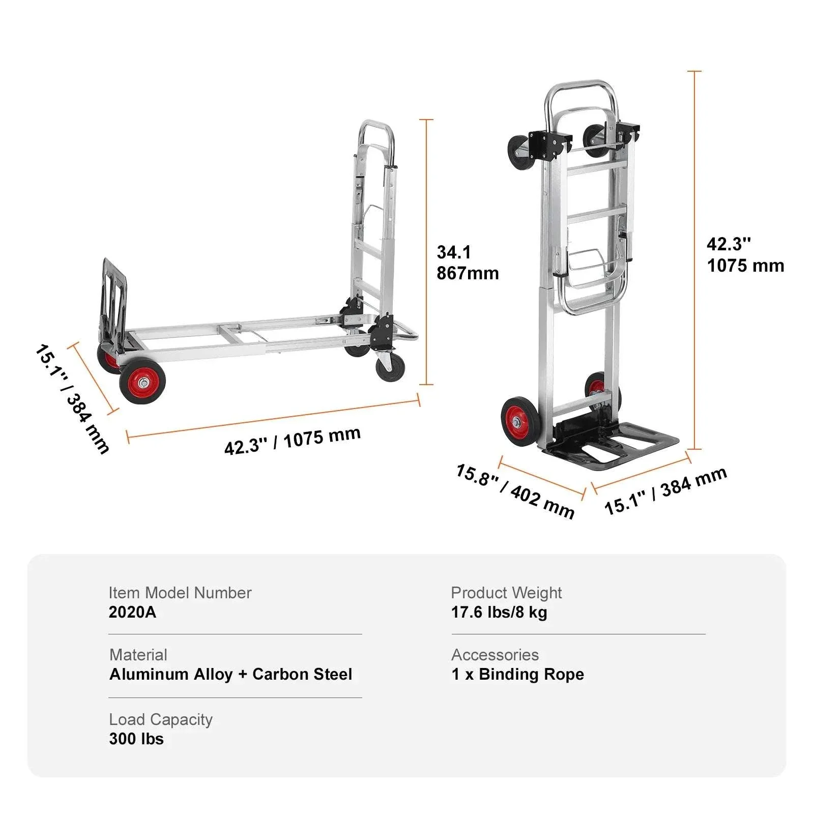 400 lb Folding Hand Truck Convertible Dolly Cart with Wheels - Image 14
