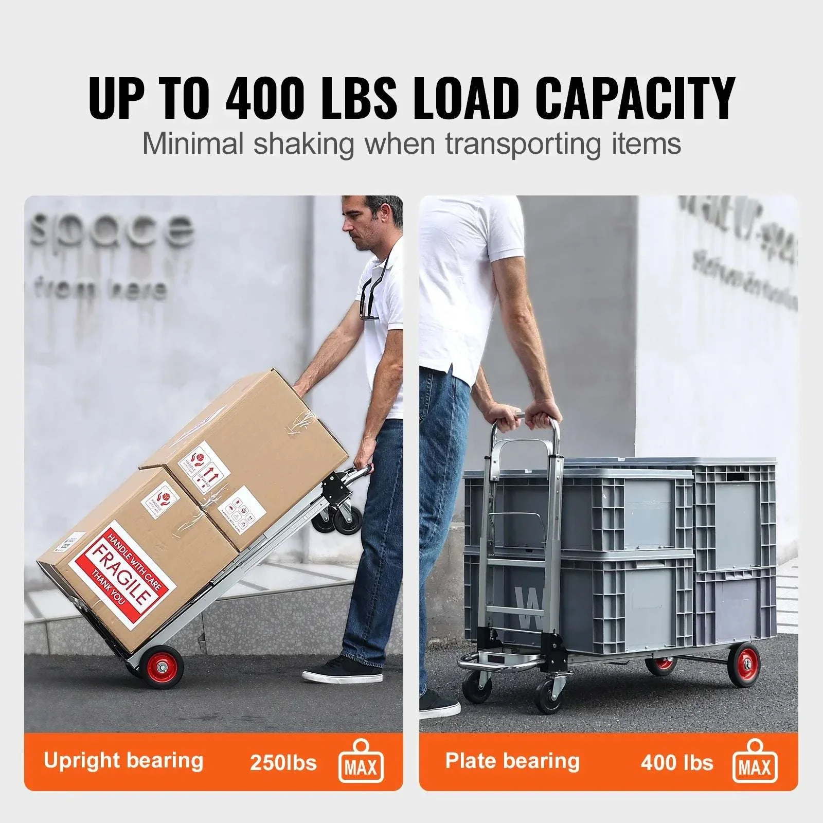 400 lb Folding Hand Truck Convertible Dolly Cart with Wheels - Image 2