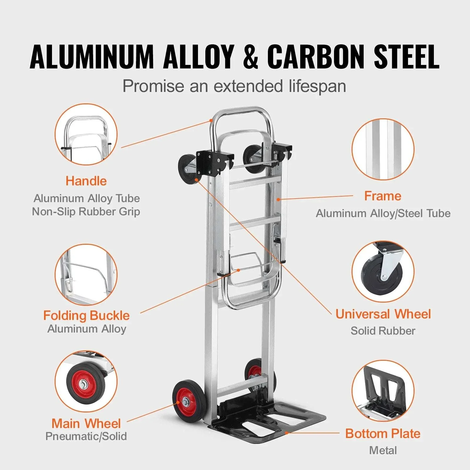 400 lb Folding Hand Truck Convertible Dolly Cart with Wheels - Image 4