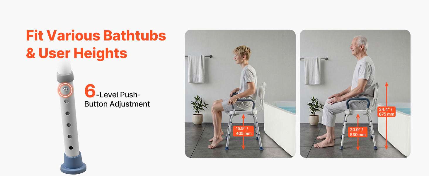 360° Rotating Shower Chair with Arms, Back & Adjustable Height - Image 13