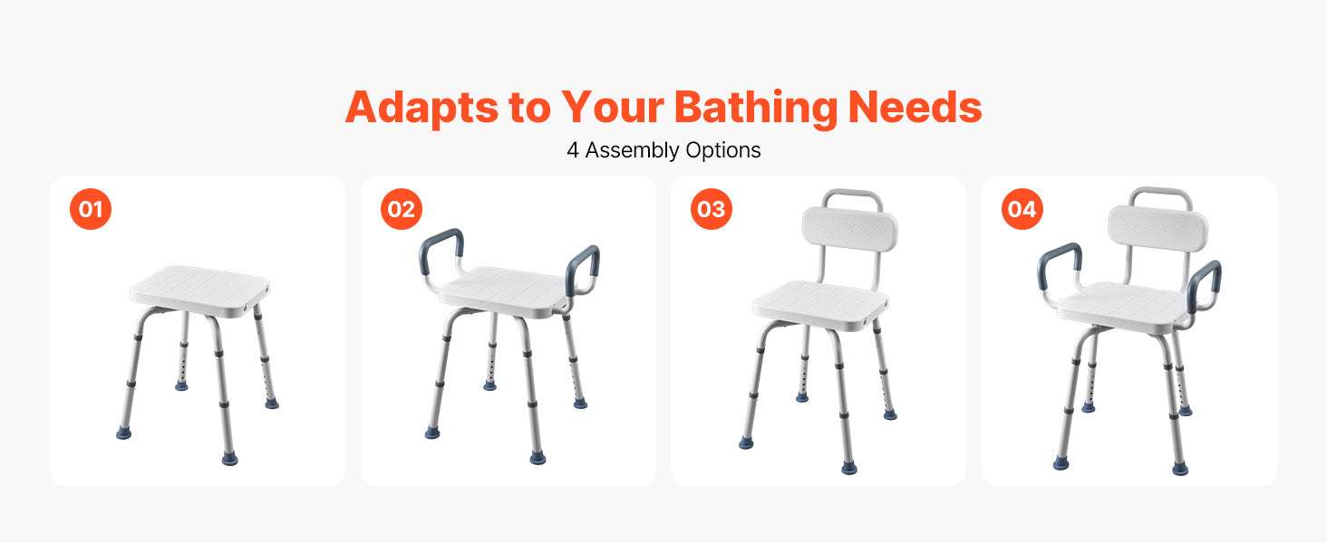 360° Rotating Shower Chair with Arms, Back & Adjustable Height - Image 15