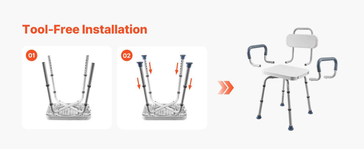 360° Rotating Shower Chair with Arms, Back & Adjustable Height - Image 16