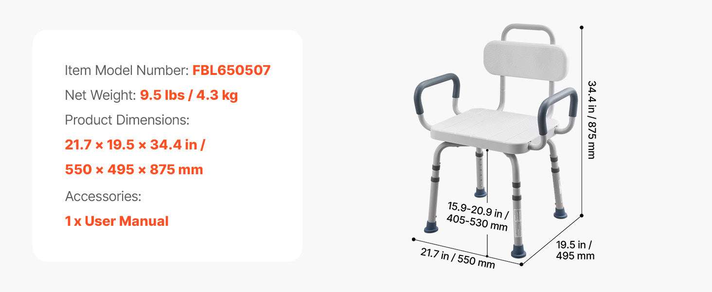 360° Rotating Shower Chair with Arms, Back & Adjustable Height - Image 17