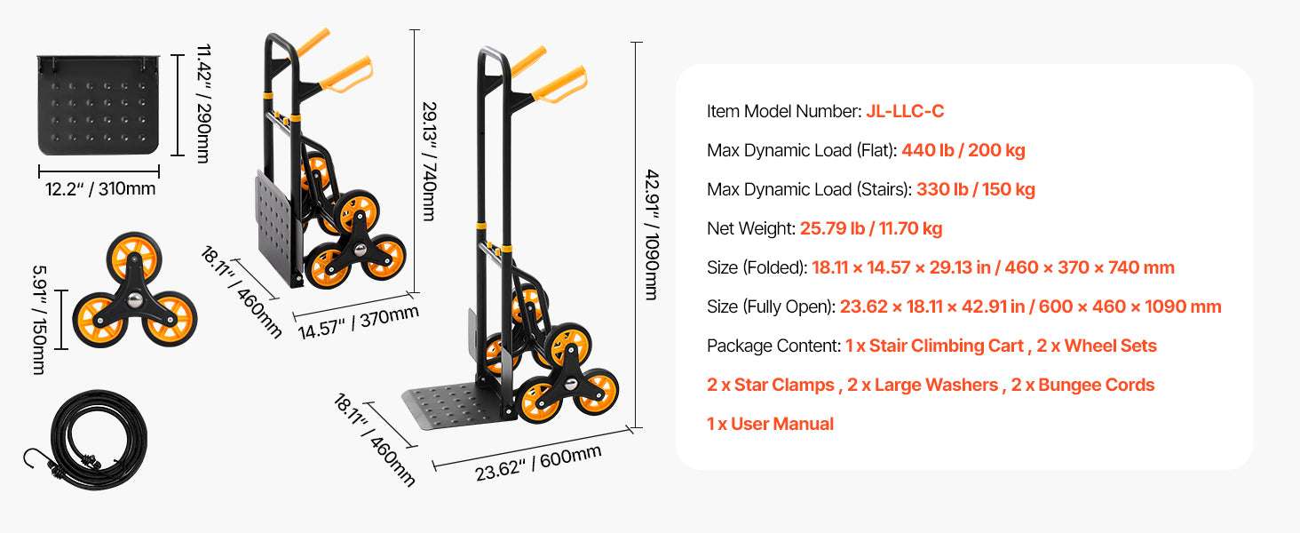 Folding Stair Climbing Hand Truck Dolly 440–770 lbs Capacity - Image 20