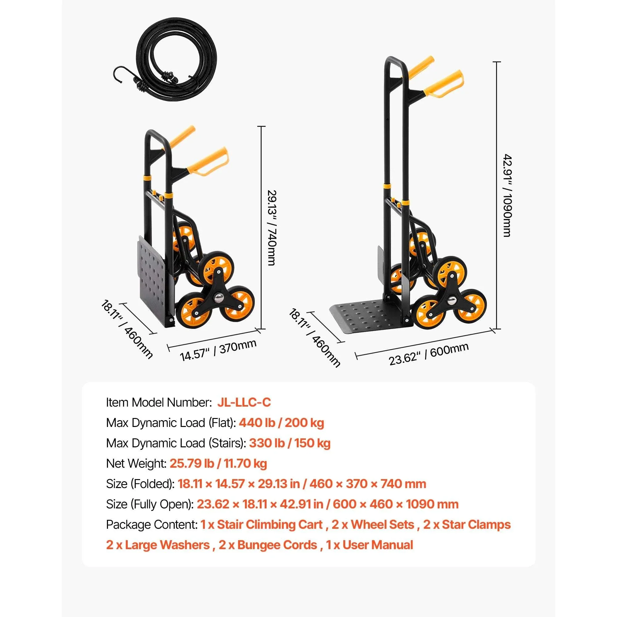 Folding Stair Climbing Hand Truck Dolly 440–770 lbs Capacity - Image 24