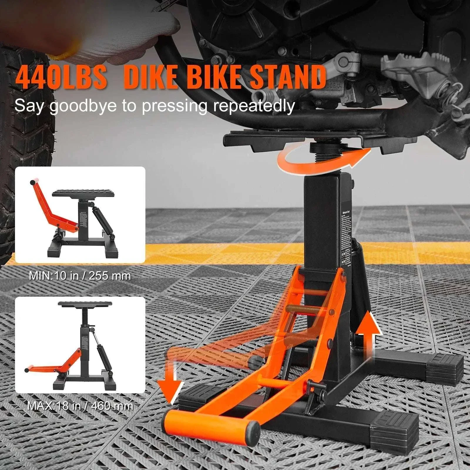 440lb Hydraulic Motorcycle Lift Stand Adjustable Dirt Bike Jack - Image 2