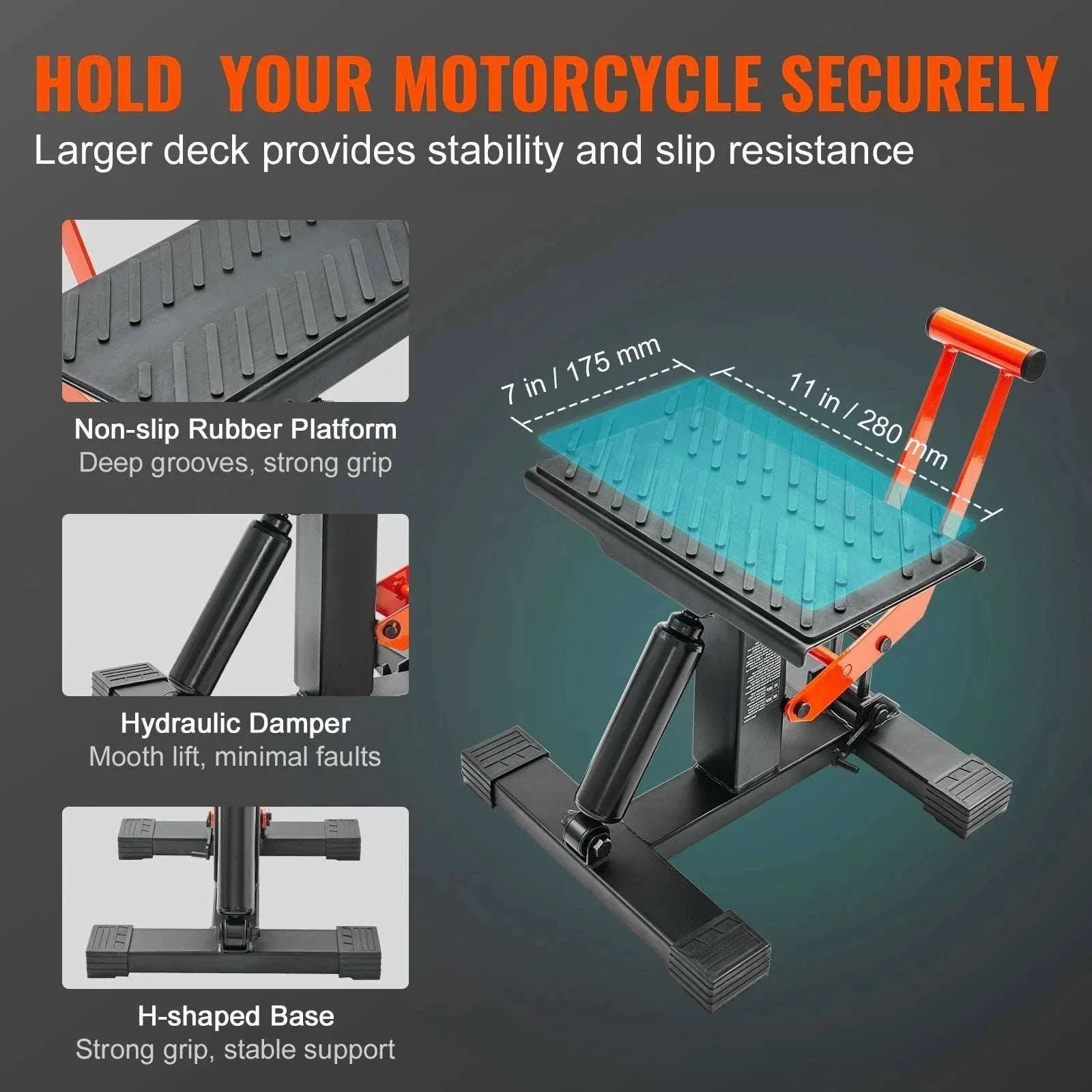 440lb Hydraulic Motorcycle Lift Stand Adjustable Dirt Bike Jack - Image 3