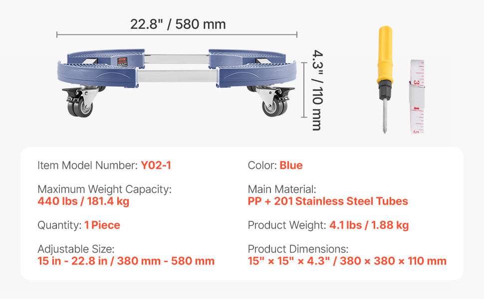 Adjustable Trash Can Dolly with Wheels 440lbs Heavy Duty Roller Base - Image 13