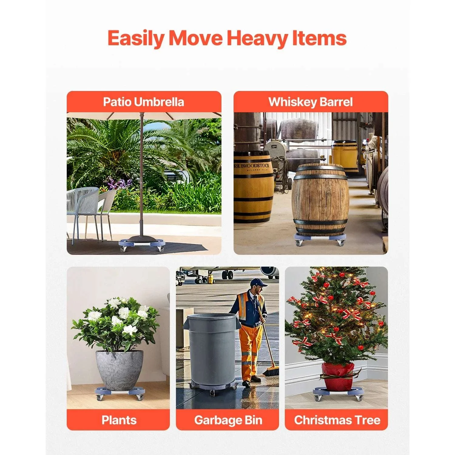 Adjustable Trash Can Dolly with Wheels 440lbs Heavy Duty Roller Base - Image 5