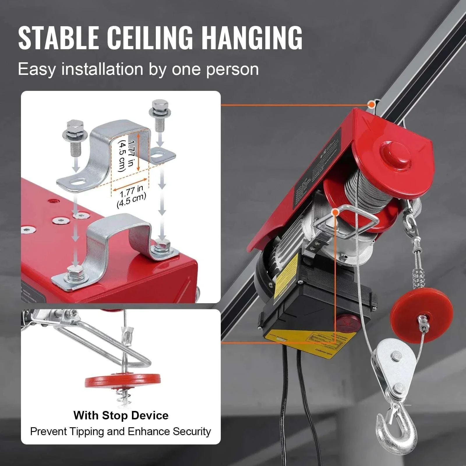 440lb Wireless Electric Hoist with Remote, 40ft/20ft Lift System - Image 5