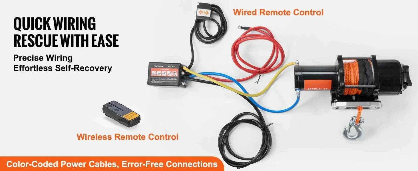 4500 lb 12V ATV/UTV Electric Winch with Wireless Remote & Rope - Image 12