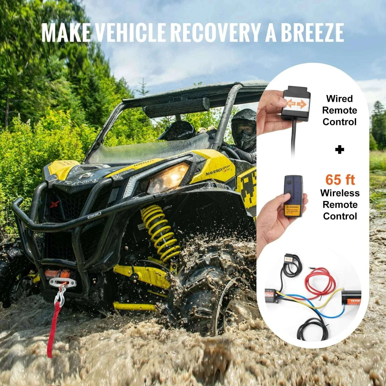4500 lb 12V ATV/UTV Electric Winch with Wireless Remote & Rope - Image 5