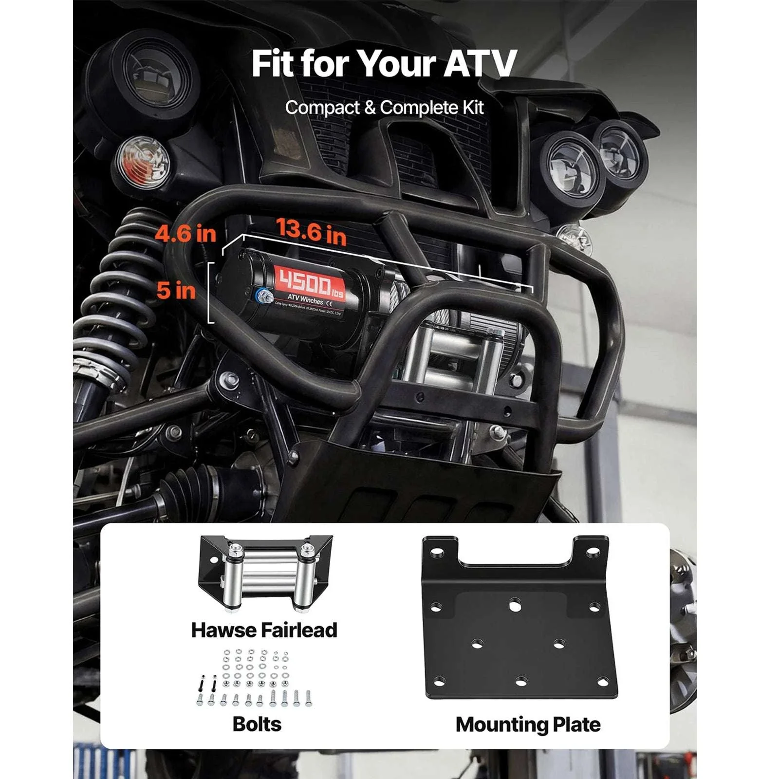 4500LBS 12V ATV/UTV Electric Winch with Steel Cable & Remote Control - Image 5