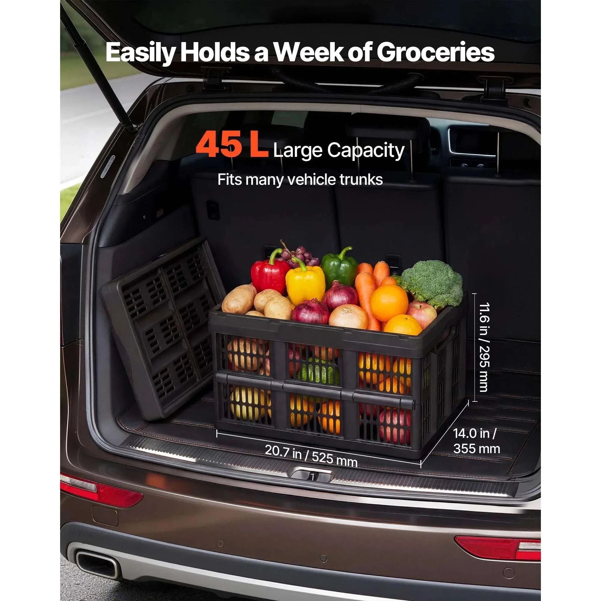 45L Collapsible Storage Bins 3-Pack Stackable Folding Crates - Image 2