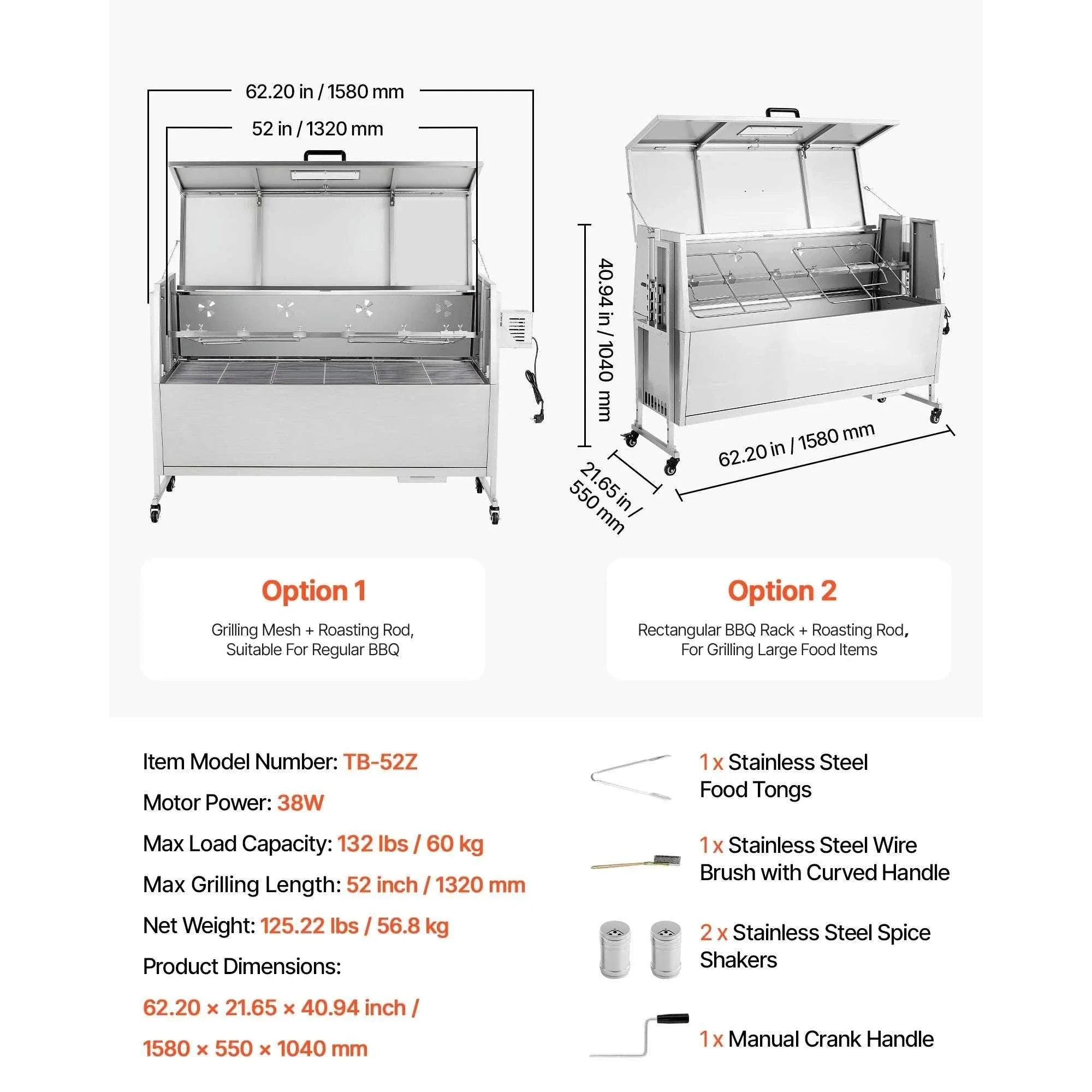 46" Rotisserie Grill with 132lb Capacity and 4-Level Heat Control - Image 8