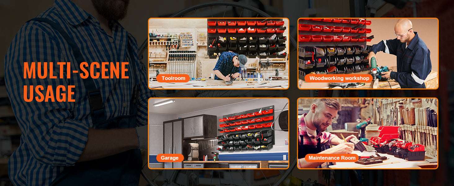 48-Piece Wall Mounted Storage Bins Organizer for Garage Tools - Image 12